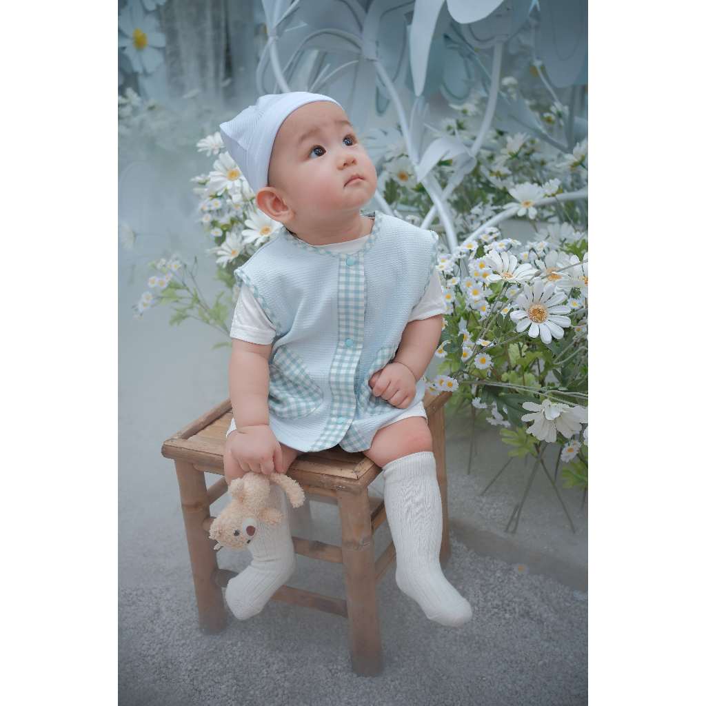 Áo Khoác Gile Phối Túi Nỉ Xốp Hàn Cho Bé 3M-24M – Dành Riêng Trai Gái Phối Hoa & Kẻ | QA228