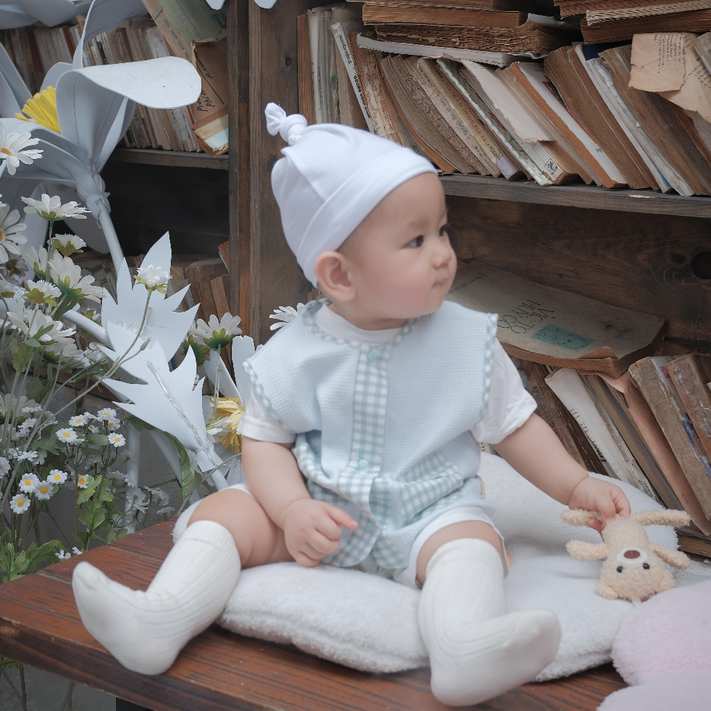 Áo Khoác Gile Phối Túi Nỉ Xốp Hàn Cho Bé 3M-24M – Dành Riêng Trai Gái Phối Hoa & Kẻ | QA228