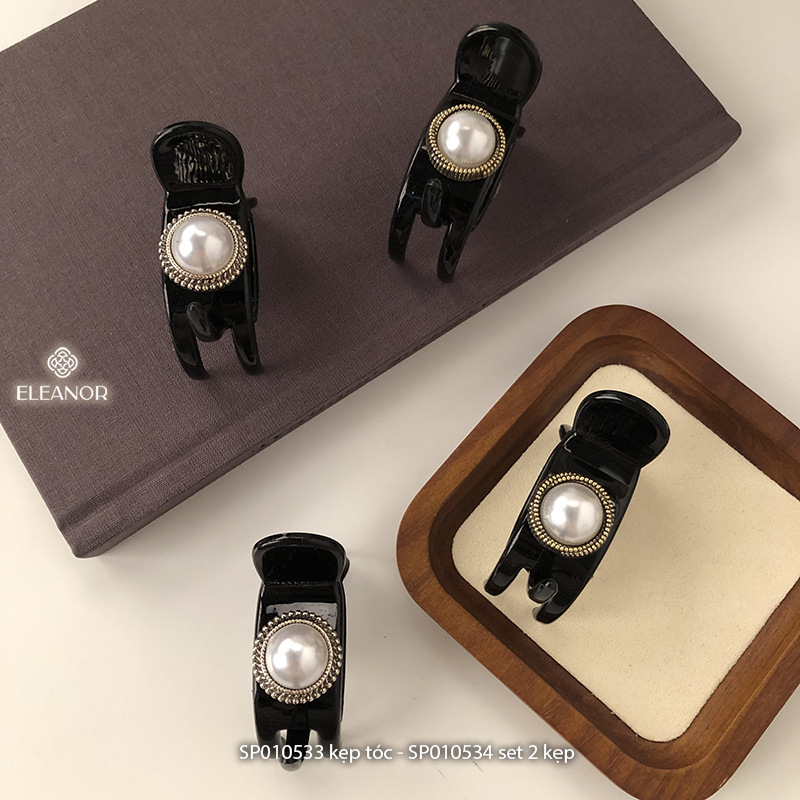 Kẹp tóc nữ Eleanor Accessories viền trơn ngọc trai nhân tạo kẹp tóc càng cua phụ kiện tóc 10533