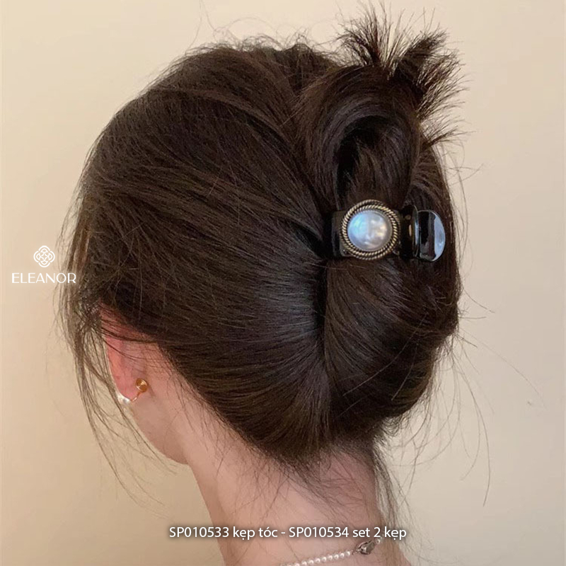 Kẹp tóc nữ Eleanor Accessories viền trơn ngọc trai nhân tạo kẹp tóc càng cua phụ kiện tóc 10533