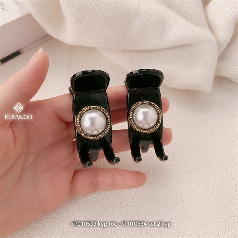 Kẹp tóc nữ Eleanor Accessories viền trơn ngọc trai nhân tạo kẹp tóc càng cua phụ kiện tóc 10533