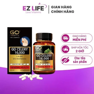 Viên Gút GO Celery 16,000 hỗ trợ giảm uric acid, giúp phòng và giảm triệu chứng sưng đau do gout 30 viên