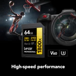 Thẻ nhớ SDXC Lexar 1800x  UHS-II 64GB 128GB 256GB, tốc độ 280MB/s cho máy ảnh, máy quay — ảnh 6