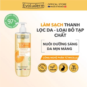 Sữa Rửa Mặt Vitamin C Evoluderm thiên nhiên thuần chay, làm sạch sâu dưỡng da trắng sáng 500ml (QT)