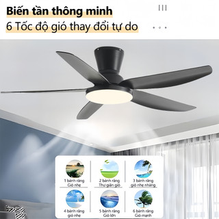 Quạt trần 3 Chế Độ Đèn, Động Cơ Lõi Đồng, 5 Cánh ABS phù hợp mọi không gian