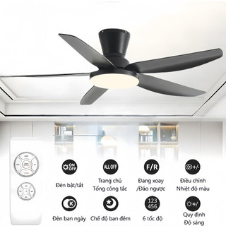 Quạt trần 3 Chế Độ Đèn, Động Cơ Lõi Đồng, 5 Cánh ABS phù hợp mọi không gian