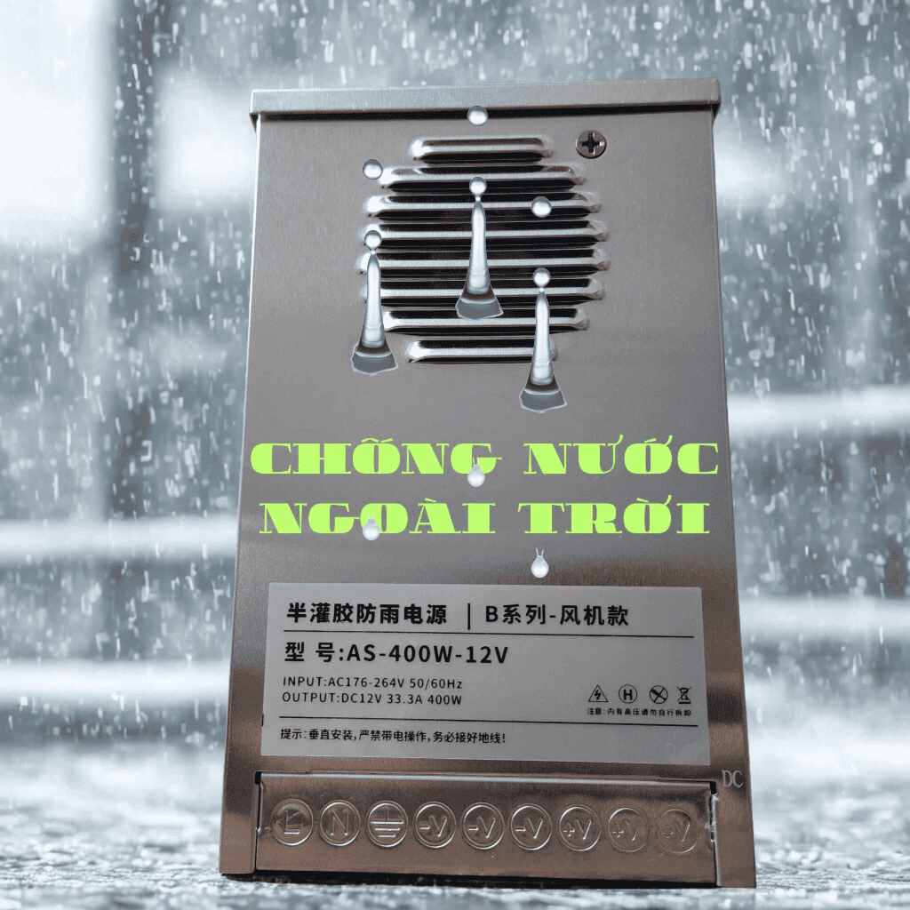 Nguồn 12V 33A (400W) ngoài trời chống nước có quạt bảo hành 12 tháng