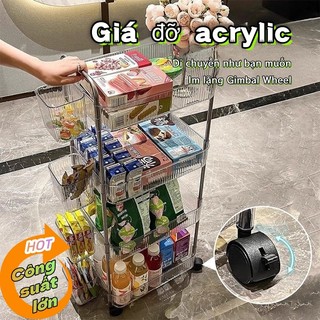 Xe Đẩy 2/3/4 Tầng Kệ Nhựa Trong Suốt Có Bánh Xe đẩy Ăn Nhẹ Đẹp Kệ Bảo Quản Suốt Nhiều Tầng
