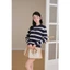 DELIZ - Áo cardigan len dài tay cổ tròn kẻ nngang chất len lông thỏ vặn thừng cao cấp CD849
