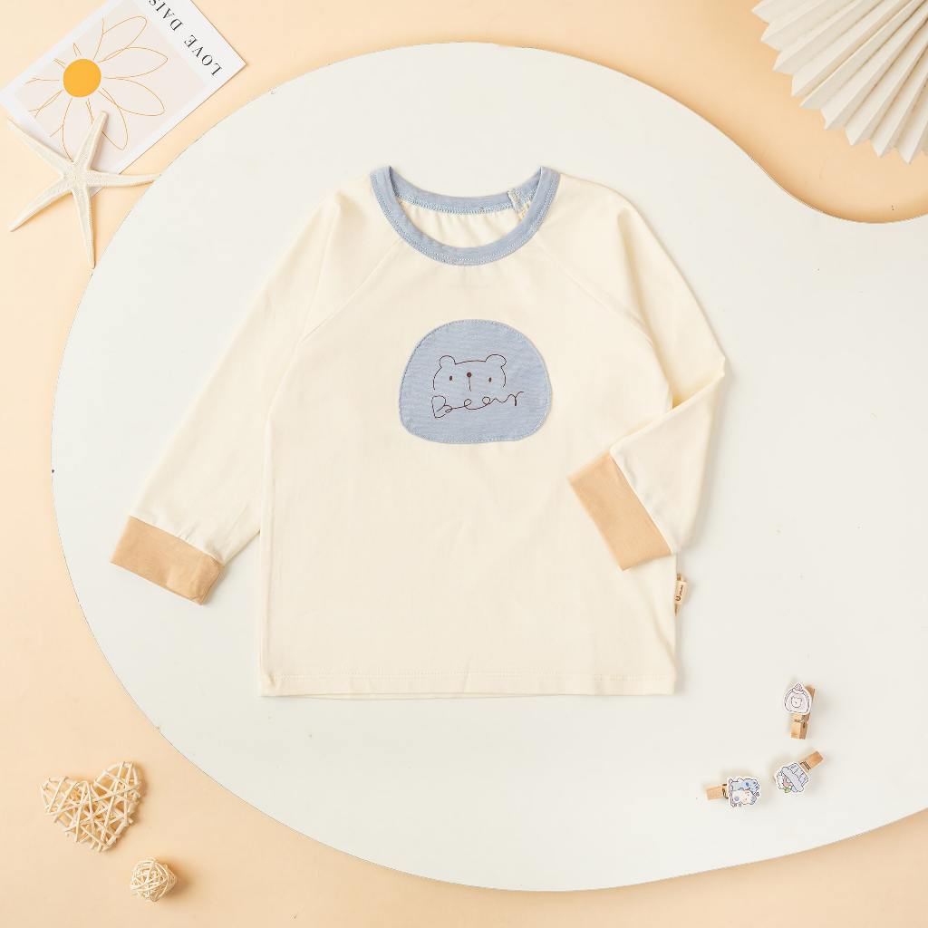 Bộ Dài Tay Raglan In Hình Cotton Modal 50s – Co Giãn, Mềm Mại, Cho Bé 6M–3Y | QA238