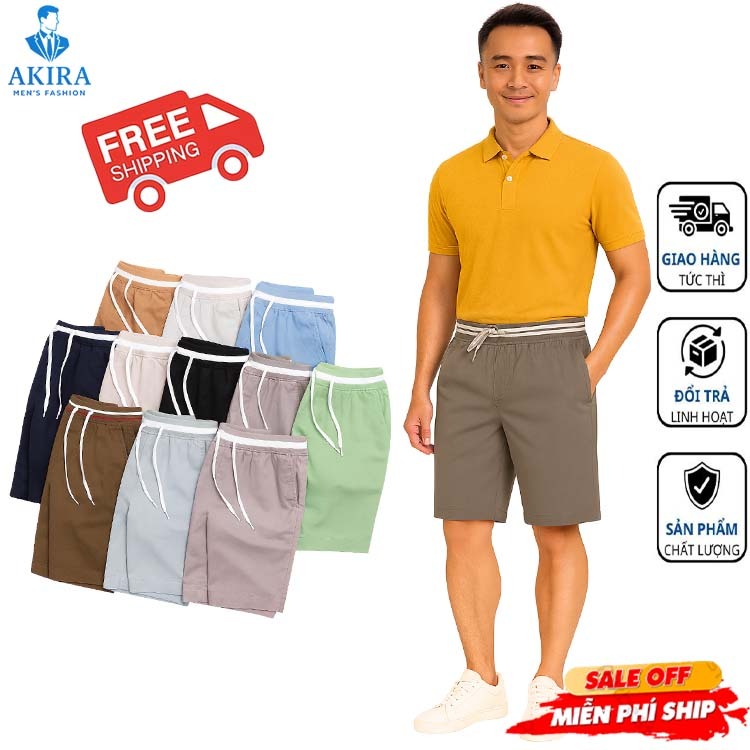 Quần short kaki nam lưng thun dây rút co giãn from rộng thoải mái dễ phối đồ