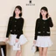 DELIZ - Cardigan nữ dài tay cổ tròn phối cúc ngọc dáng trơn basic nhiều màu len lông thỏ dệt cao cấp CD832