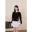 DELIZ - Cardigan nữ dài tay cổ tròn phối cúc ngọc dáng trơn basic nhiều màu len lông thỏ dệt cao cấp CD832