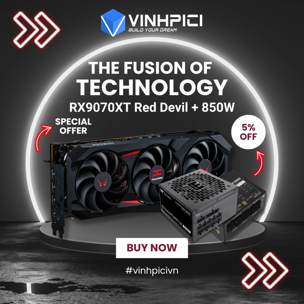 Bộ máy tính COMBO GPU AMD (RX 9070XT Red Devil + Nguồn 850W GOLD ...