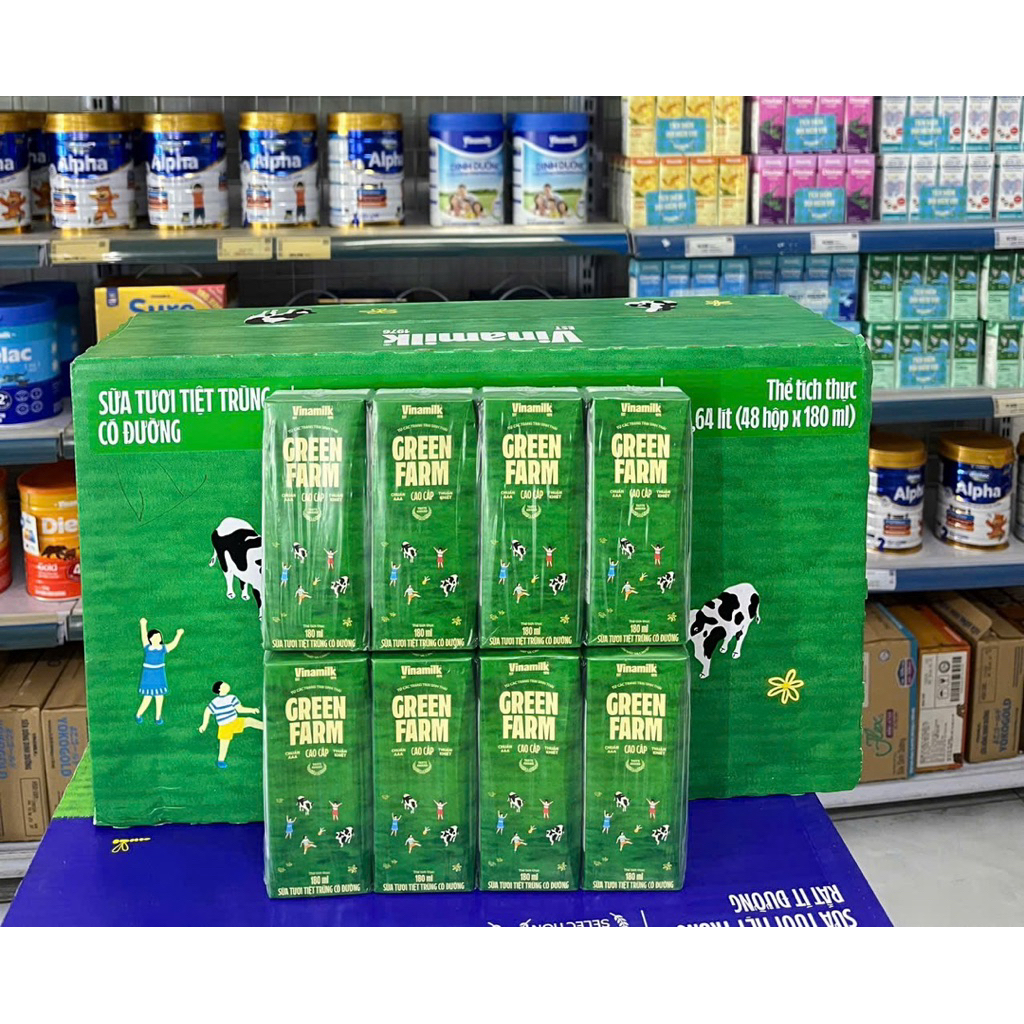 STTT VNM GREEN FARM CÓ ĐƯỜNG 180ML (Thùng 48H) | Shopee Việt Nam