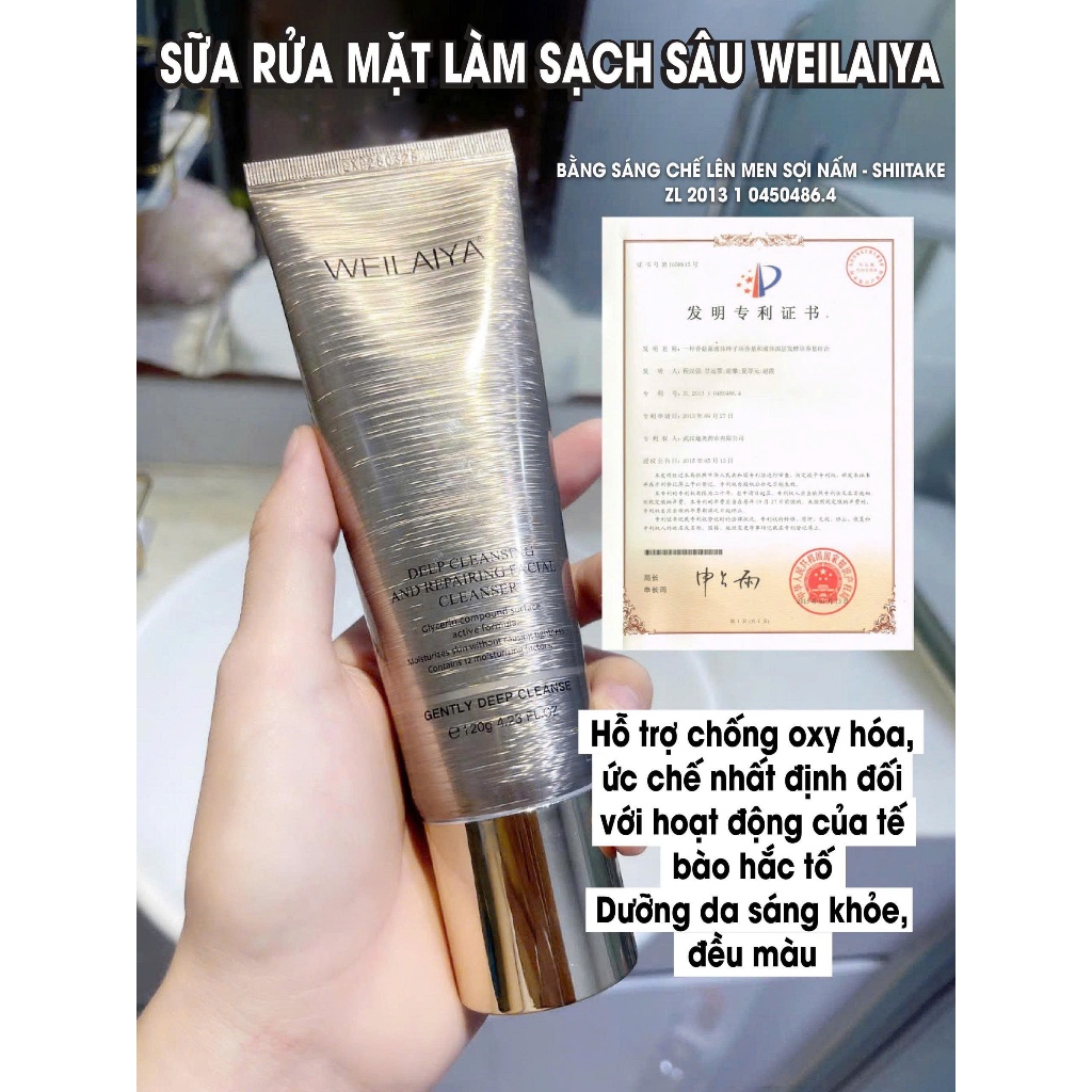 Combo Sữa rửa mặt Weilaiya Deep Cleansing and Repairing Facial Cleanser + Nước tẩy trang Tender Moisturizing Deep Make-U