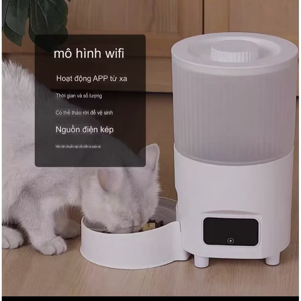 Máy cho chó mèo ăn tự động thông minh camera 3L-5L-Hẹn giờ và định lượng-Bộ điều khiển từ xa WiFi app quq điện thoại