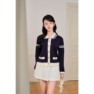 [MỞ BÁN] DELIZ - Áo cardigan phối cúc cổ bẻ dài tay xanh than sang trọng chất len lông thỏ cao cấp CD846