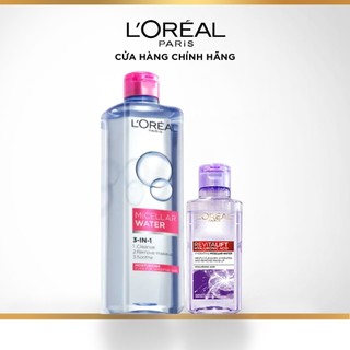 Bộ đôi nước tẩy trang giúp làm sạch sâu, loại bỏ bụi bẩn, lớp trang điểm 3-in-1 L'Oreal Paris Micellar Water 400ml, 95ml