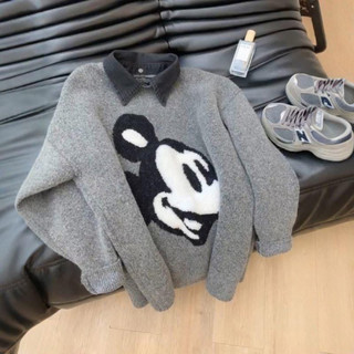 ÁO LEN MICKEY XÁM PHỐI CỔ JEANS