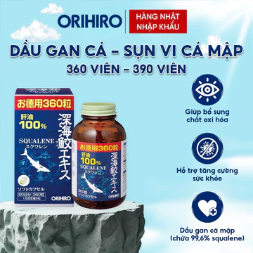 Viên Uống Sụn Cá Mập Hỗ Trợ Tim Mạch, Trí Não, Thị Lực,Tăng Cường Đề Kháng Orihiro Deep Sea Shark 360 viên - 390 viên