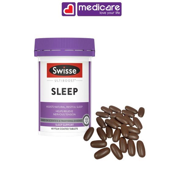 Viên uống SWISSE ultiboost sleep hỗ trợ giấc ngủ hộp 60 viên