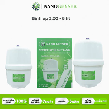 Bình áp máy lọc nước RO NANO GEYSER dung tích 8 lít, 10 lít, sử dụng được cho tất cả các loại máy