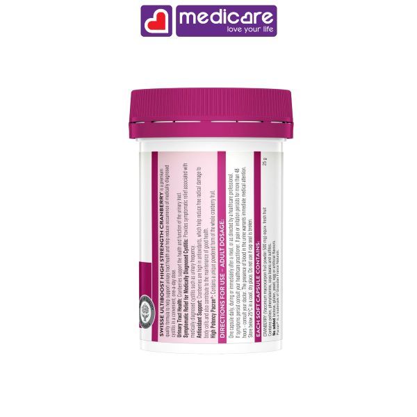 Viên uống SWISSE ultiboost high strength cranberry hộp 30 viên