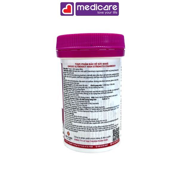 Viên uống SWISSE ultiboost high strength cranberry hộp 30 viên