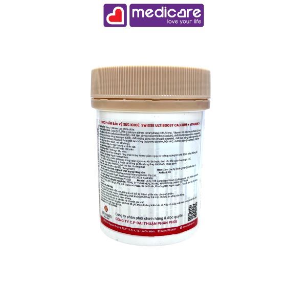 Viên uống SWISSE ultiboost calcium vitamin D hỗ trợ xương hộp 90 viên