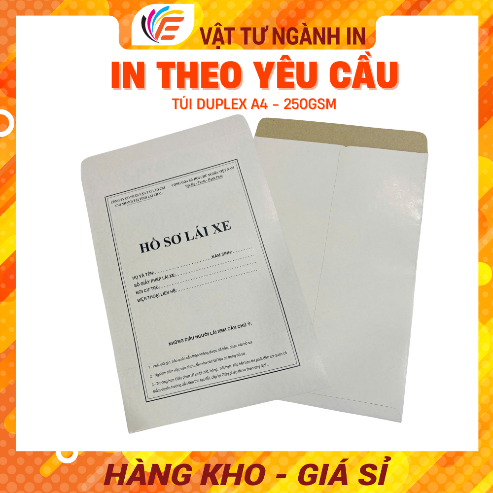 Túi Hồ Sơ Duplex Trơn Định Lượng 250gsm - Có IN THEO YÊU CẦU
