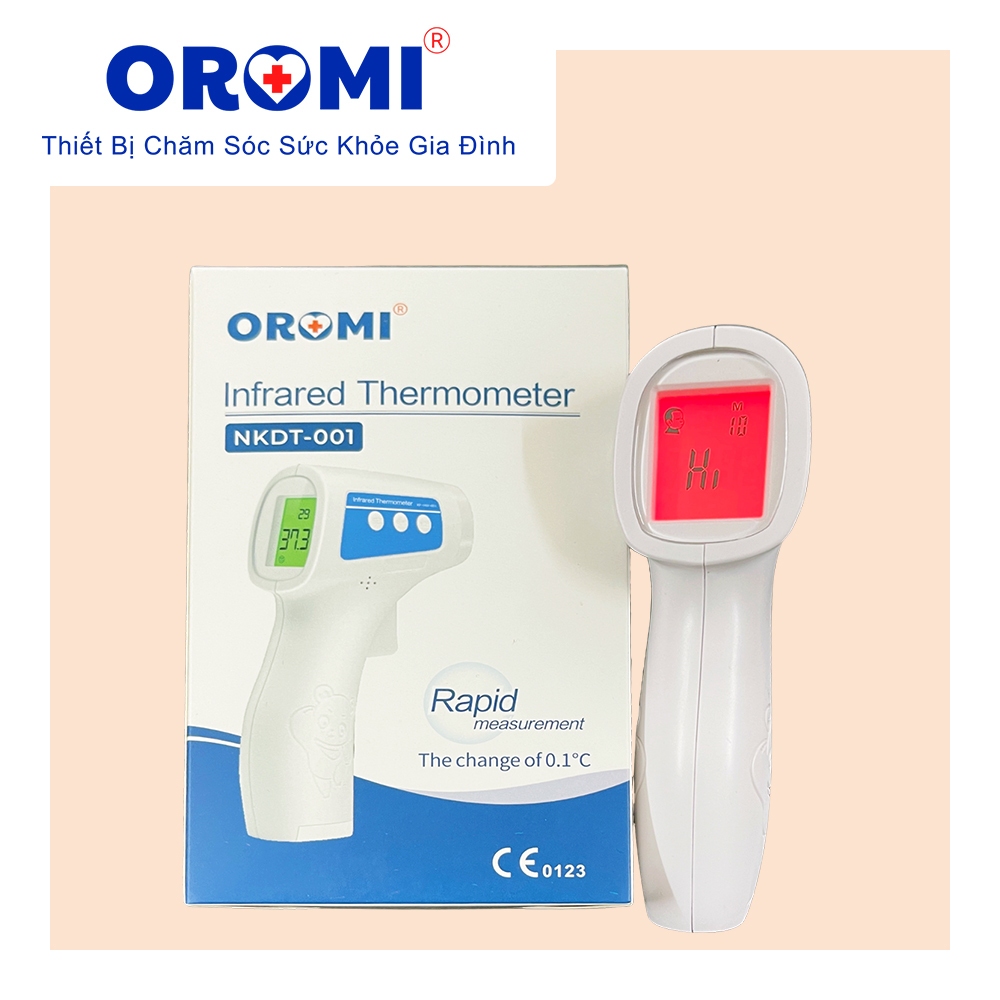 Nhiệt kế điện tử hồng ngoại OROMI NKDT-001 - Có cảnh báo nhiệt độ và bộ nhớ
