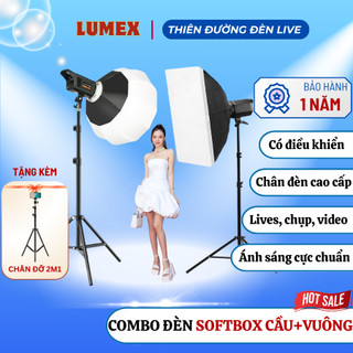 Bộ 2 Đèn Trợ Sáng Softbox Cầu Và Vuông Trợ Sáng Chụp Ảnh Studio,Livestream,Quay Video,Tự Setup Tại Nhà