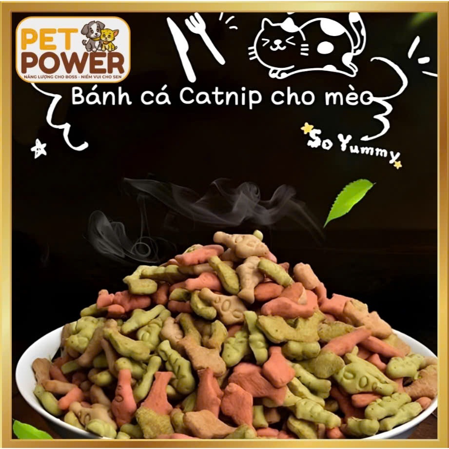 Bánh cá Catnip cho mèo - Giảm búi lông & Sạch răng [Túi zip]