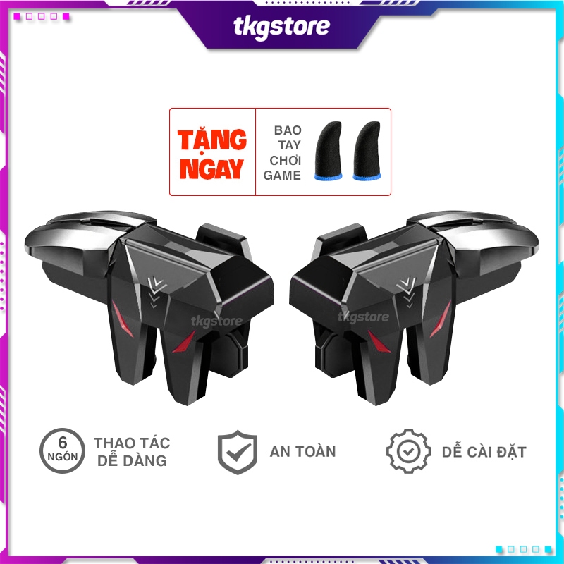 Nút bấm chơi game S1 bắn Pubg Mobile Free Fire 6 ngón cực nhạy kẹp rộng 13mm dùng cho mọi điện thoại