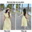Váy nữ maxi cổ V tay ngắn cánh tiên dáng dài màu vàng pastel, đầm nữ sang chảnh tiểu thư ôm eo tôn dáng FIZANO HCOM25503