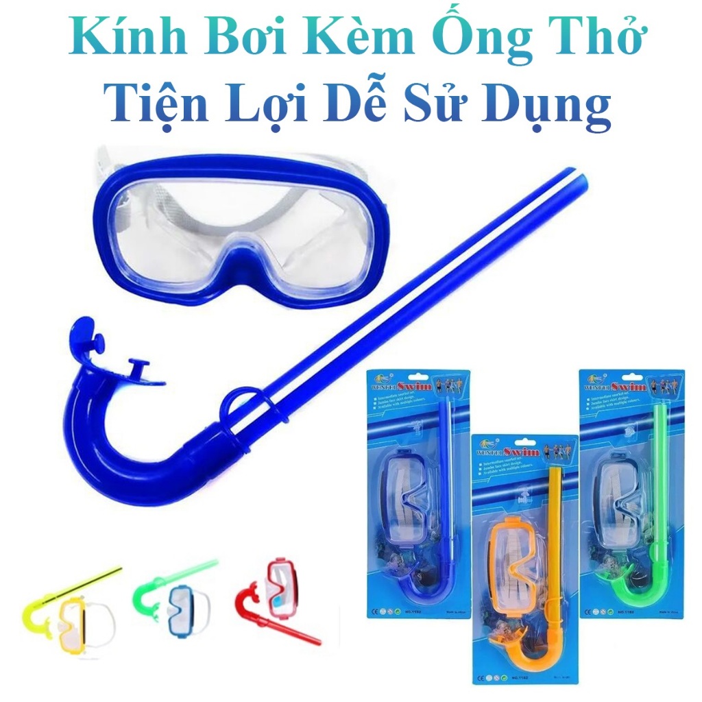 Kính Bơi Kèm Ống Thở Cho Bé Tập Bơi Tiện Lợi Dễ Sử Dụng