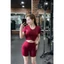 Bộ tập aerobic áo croptop, quần đùi có túi chất thun lạnh co giãn tôn dáng
