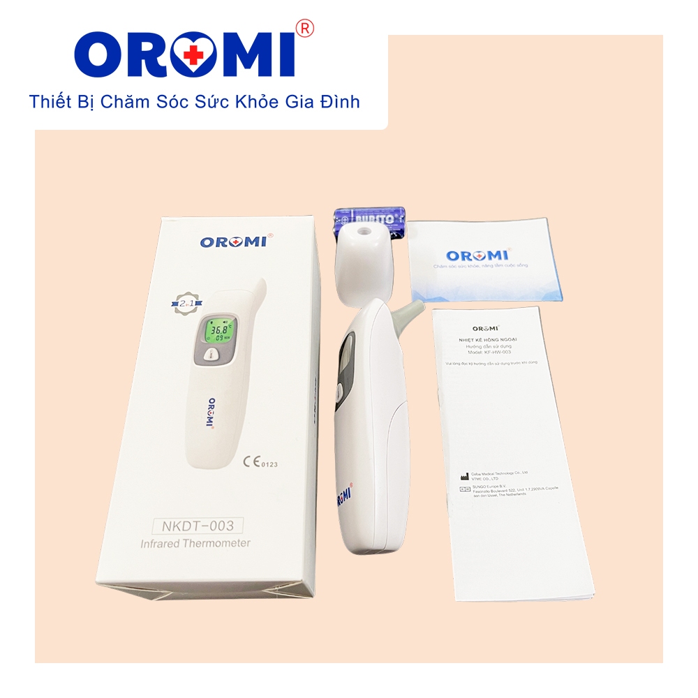 Nhiệt kế điện tử hồng ngoại 2in1 OROMI NKDT-003 - Đo trán + Lỗ tai