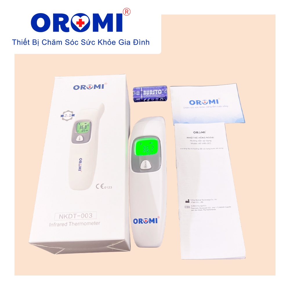 Nhiệt kế điện tử hồng ngoại 2in1 OROMI NKDT-003 - Đo trán + Lỗ tai
