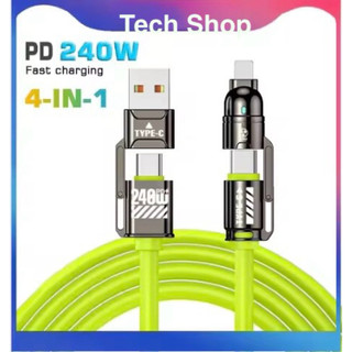 Dây Cáp Sạc 240W Type C- USB- L Dây Bọc Silicon 2M 4IN1 Sạc Đa Năng Công Suất 240W Truyền Dữ Liệu 480Mbps
