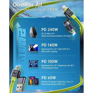 Dây Cáp Sạc 240W Type C- USB- L Dây Bọc Silicon 2M 4IN1 Sạc Đa Năng Công Suất 240W Truyền Dữ Liệu 480Mbps