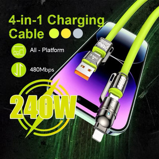 Dây Cáp Sạc 240W Type C- USB- L Dây Bọc Silicon 2M 4IN1 Sạc Đa Năng Công Suất 240W Truyền Dữ Liệu 480Mbps