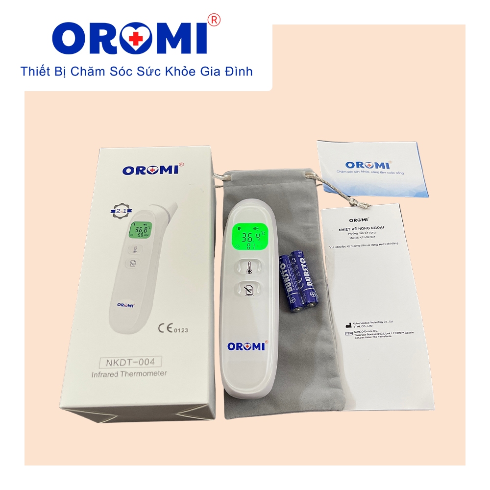 Nhiệt kế điện tử hồng ngoại 2in1 OROMI NKDT-004 - Đo trán + Lỗ tai