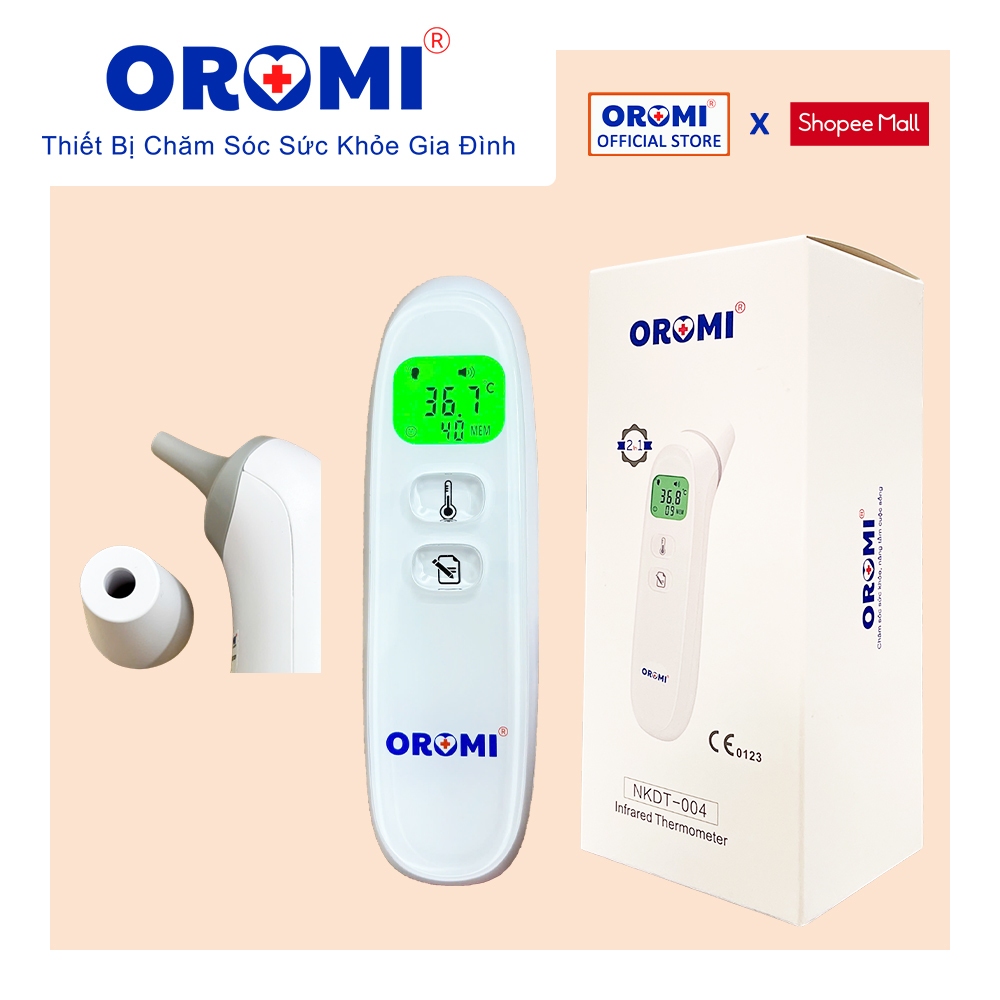 Nhiệt kế điện tử hồng ngoại 2in1 OROMI NKDT-004 - Đo trán + Lỗ tai