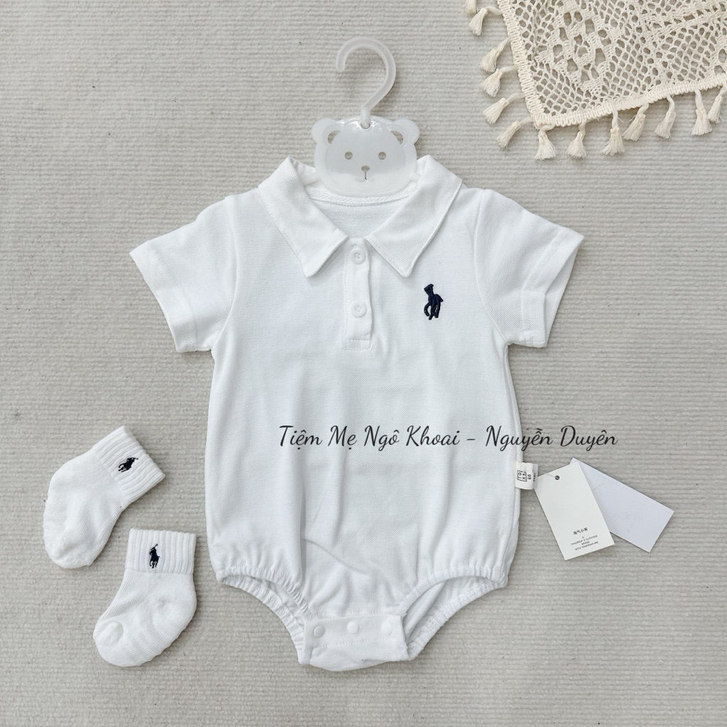 [MD127] Body suit Polo ngắn tay hoạ tiết ngựa thêu cho bé yêu