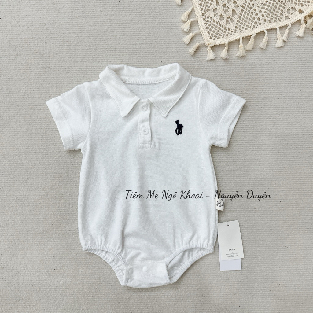 [MD127] Body suit Polo ngắn tay hoạ tiết ngựa thêu cho bé yêu