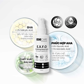 Xịt tẩy tế bào chết toàn thân MD CARE Exfoliating Body Spray (100ml)