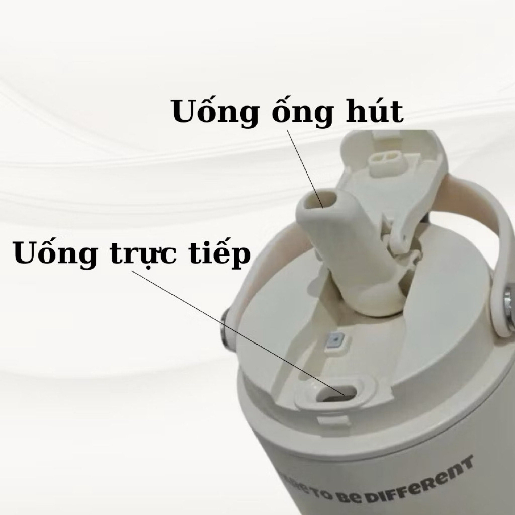 Ly giữ nhiệt cao cấp bình nước giữ nhiệt tráng sứ có quai đeo, bình có ống hút và vỏ chống xước