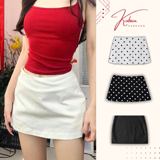 [KB20 LÓT TRONG] Chân Váy Chữ A KOBAN FASHION, Váy Siêu Ngắn Phong Cách Y2K Phối Trắng Đen Xám Cạp Trễ